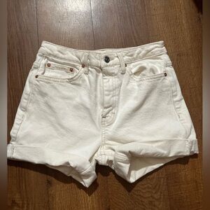 Topshop Cream High-Rise Rolled Hem Jean Shorts size 28